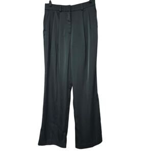 Ella Rafaella Pleated Wide Leg Pants Emerald Green Size 6 TJ962 Silk Like